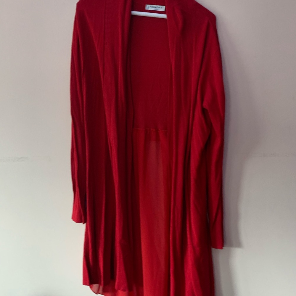 Red long cardigan